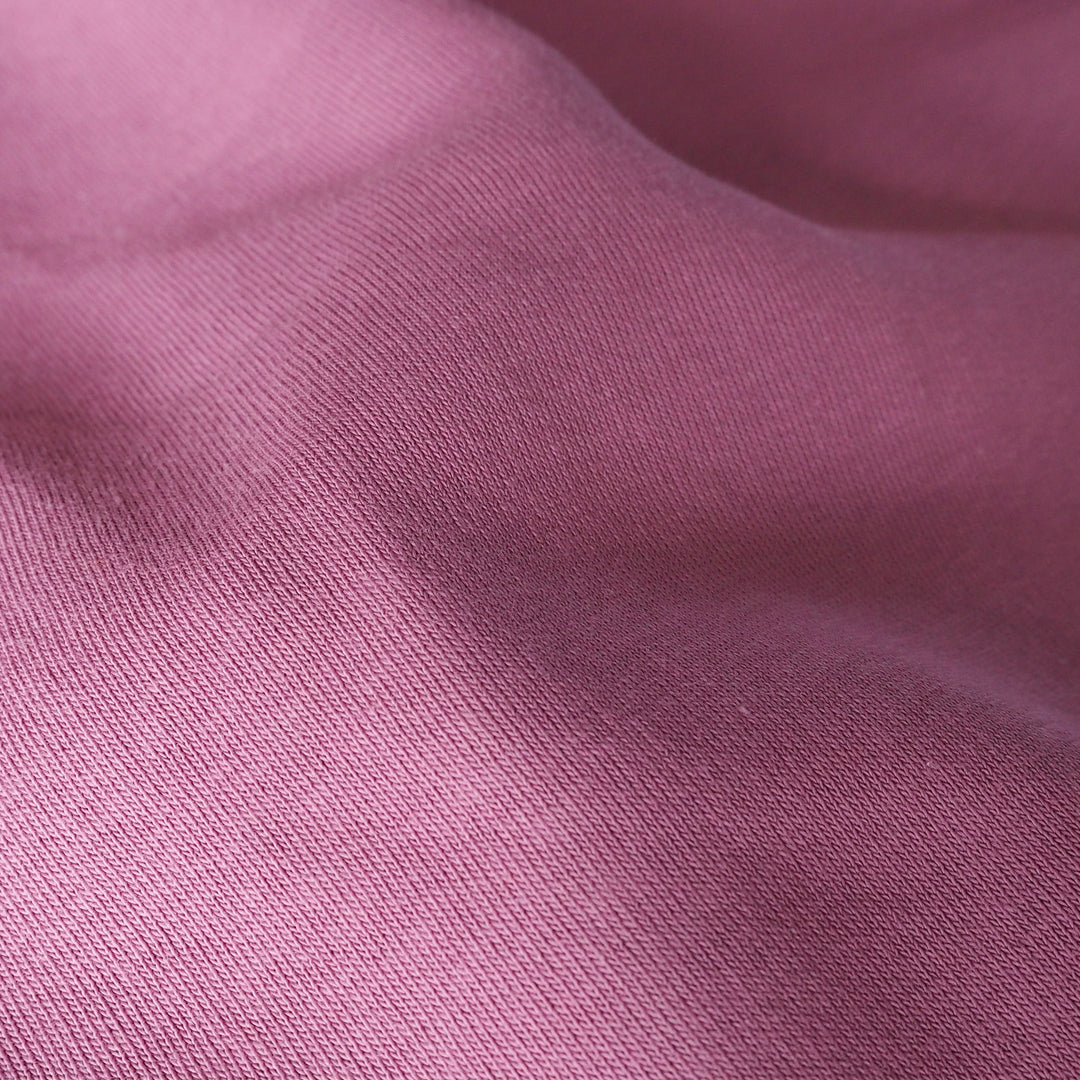 Orchid rose pink cotton fleeceback sweatshirt fabric for hoodies and loungewear
