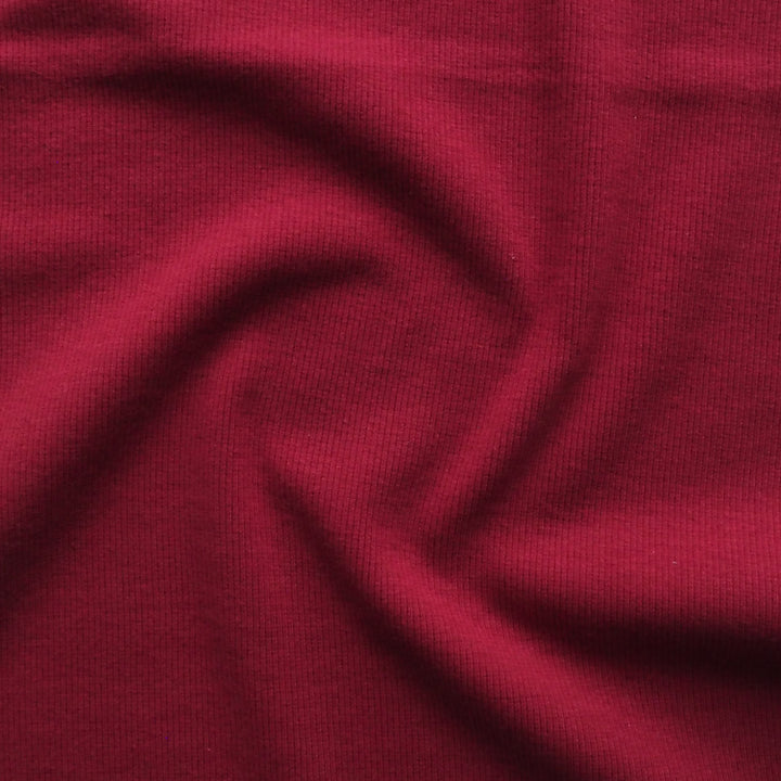 Red 2x2 Cotton Tubular Ribbing Fabric, Oeko-Tex Certified