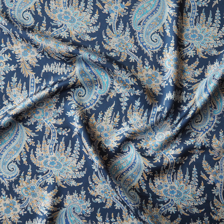 Liberty viscose satin Paisley Tree A fabric, soft paisley print satin.