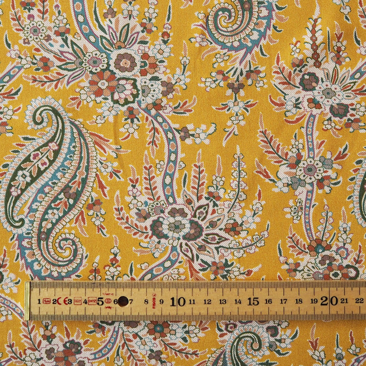 Liberty Weymouth viscose twill Paisley Tree A fabric, draping paisley print twill.
