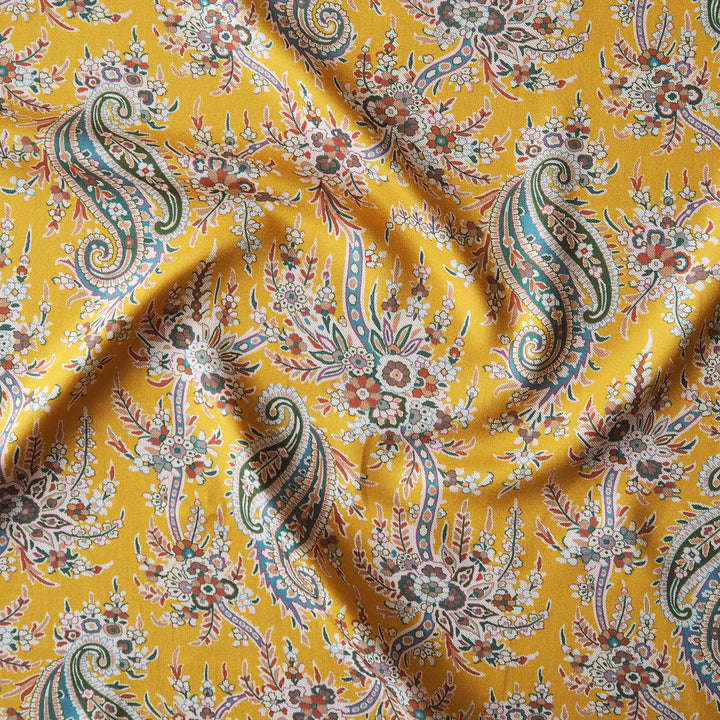 Liberty Weymouth viscose twill Paisley Tree A fabric, draping paisley print twill.