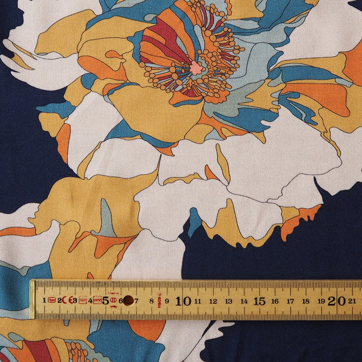 Liberty Weymouth viscose twill Peony Waltz B fabric, smooth floral twill.