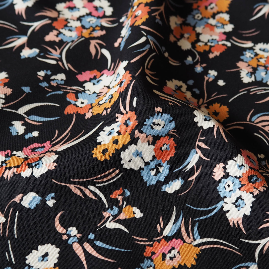 Liberty Weymouth viscose twill Leah B fabric, floral twill with soft drape.