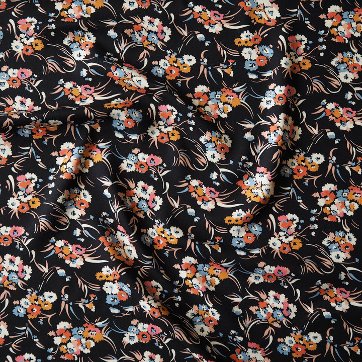Liberty Weymouth viscose twill Leah B fabric, floral twill with soft drape.