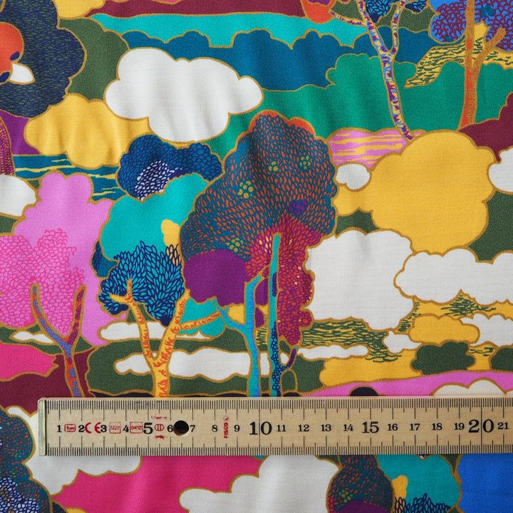 Liberty viscose satin Prospect Road A fabric, soft draping satin with botanical print.