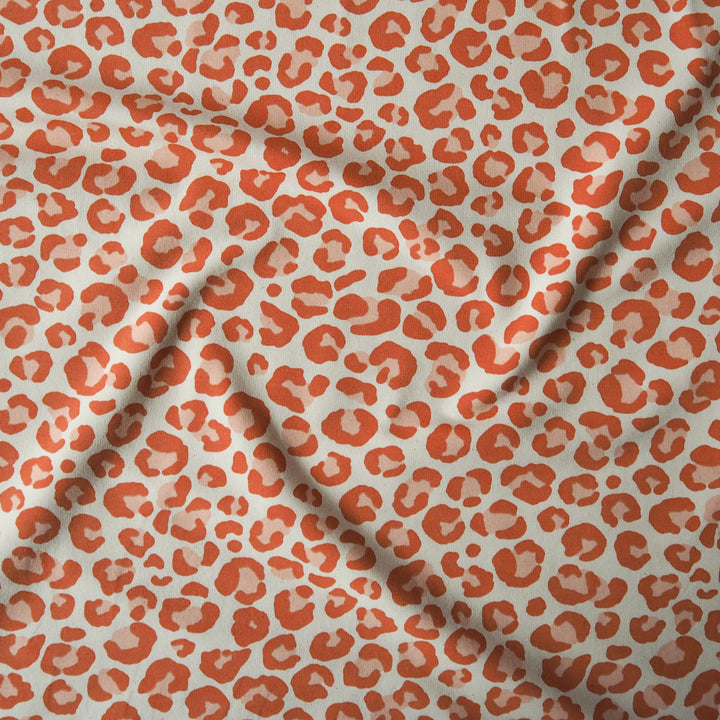 Coral Cheetah Pop Fleeceback Cotton French Terry Fabric – Guthrie