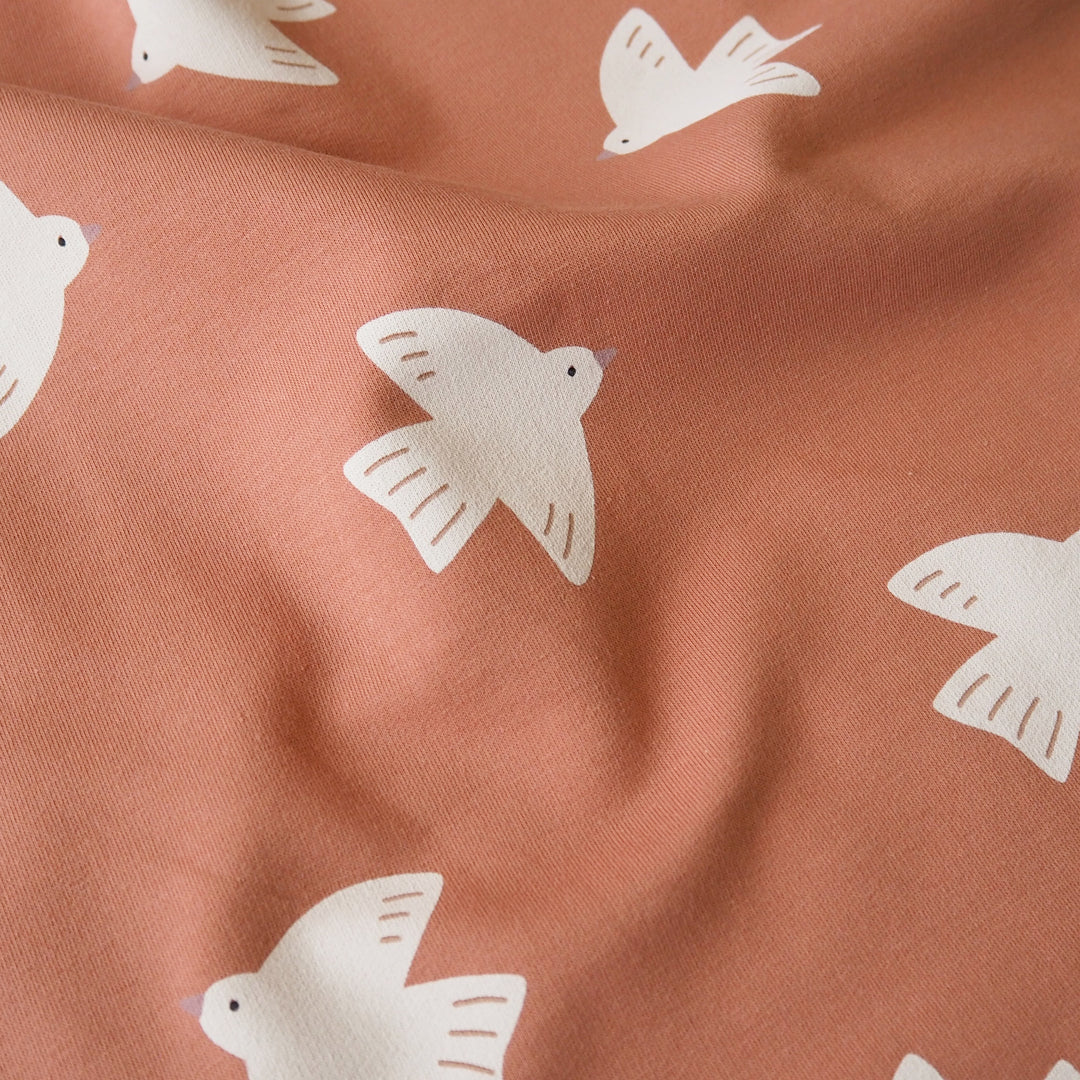 Coral Dove Cotton French Terry Fabric with loopback