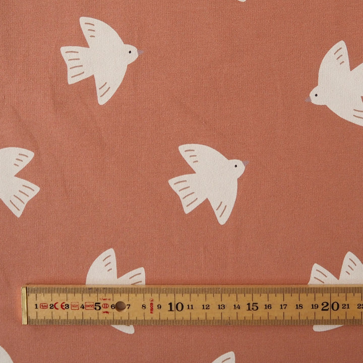 Coral Dove Cotton French Terry Fabric with loopback