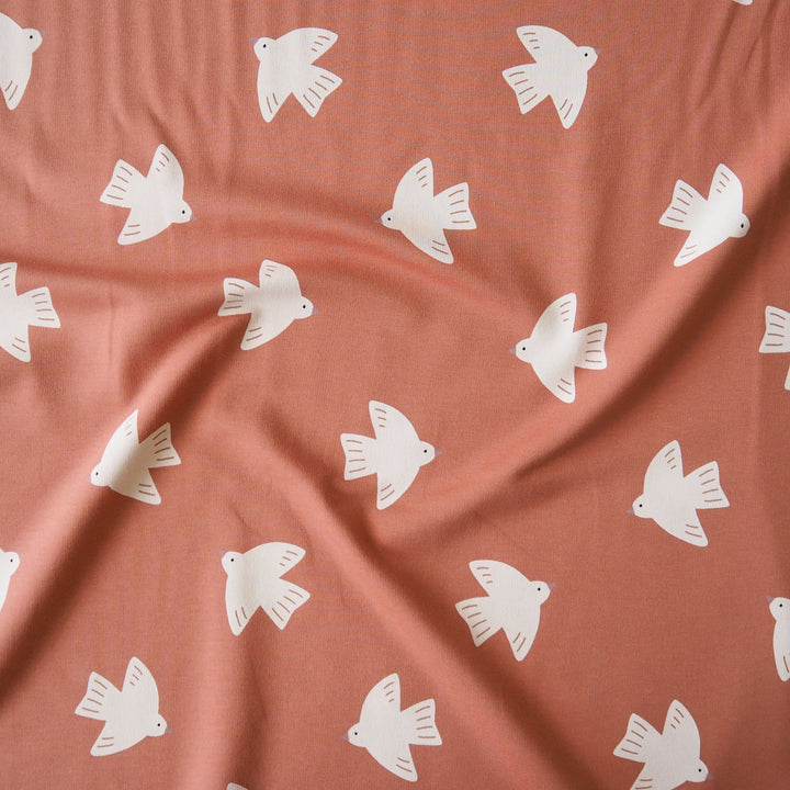 Coral Dove Cotton French Terry Fabric with loopback