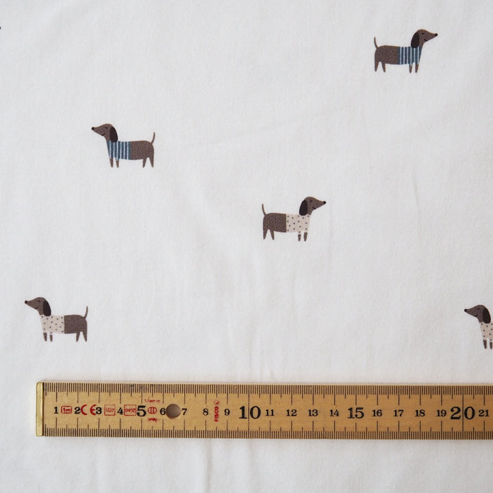 Playful Pups Cotton Jersey Fabric with dachshund dog print