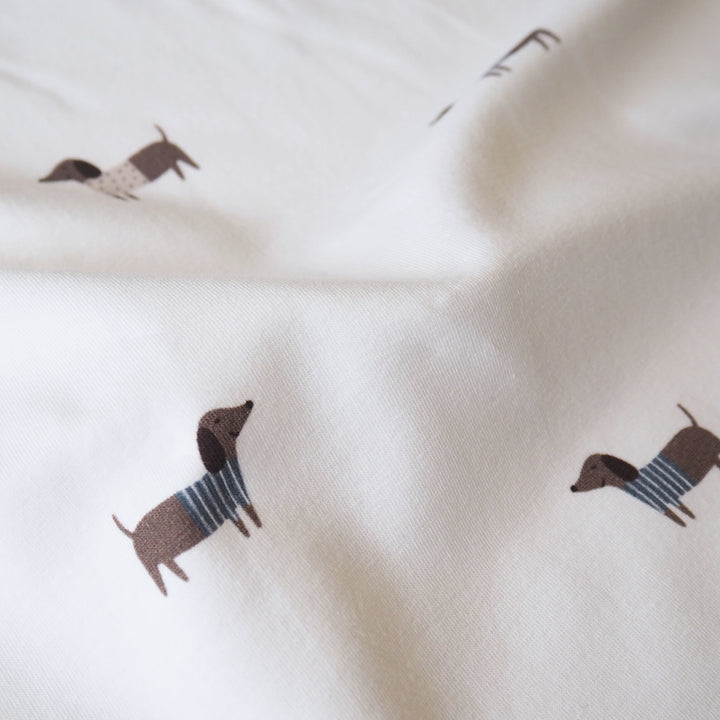 Playful Pups Cotton Jersey Fabric with dachshund dog print