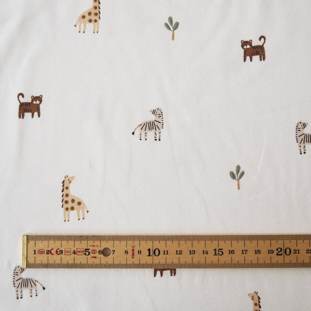 Safari Parade Cotton Jersey Fabric with Animal Print