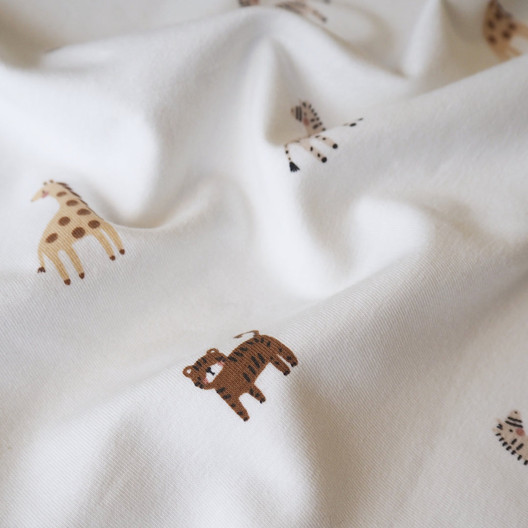 Safari Parade Cotton Jersey Fabric with Animal Print
