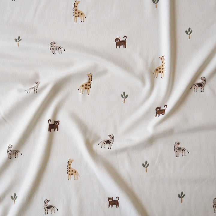 Safari Parade Cotton Jersey Fabric with Animal Print