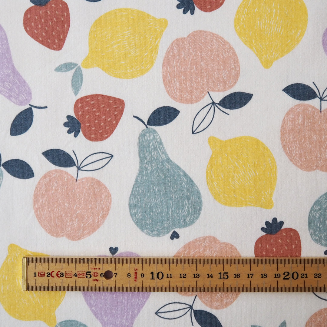 Fruit Salad Cotton French Terry Fabric with Bright Fruit Print