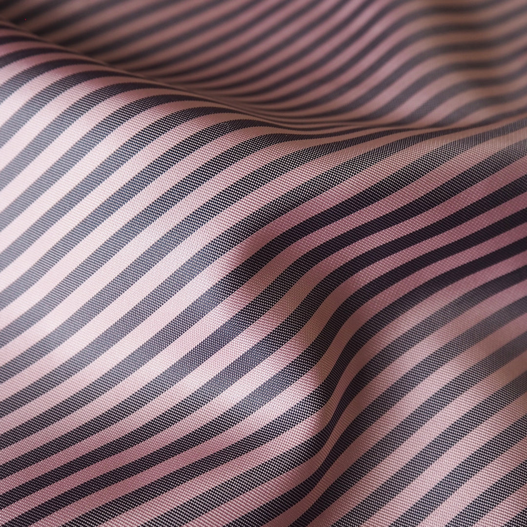 Candy stripe acetate viscose lining fabric for jackets.