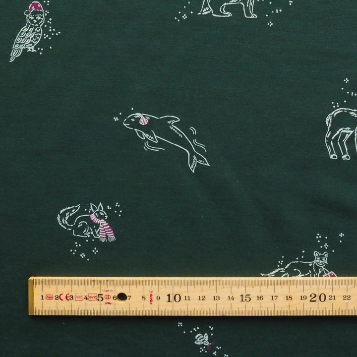 Green Cosy Adventures Brushed French Terry Fabric – Bamboo and Organic Cotton Blend – Guthrie & Ghani Exclusive