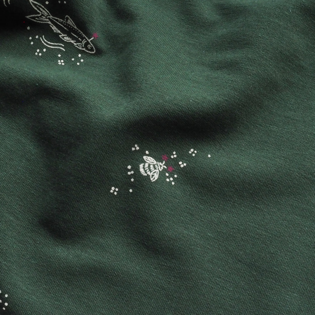 Green Cosy Adventures Brushed French Terry Fabric – Bamboo and Organic Cotton Blend – Guthrie & Ghani Exclusive