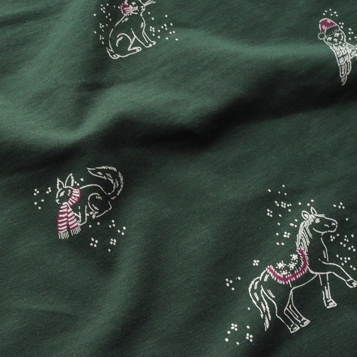 Green Cosy Adventures Brushed French Terry Fabric – Bamboo and Organic Cotton Blend – Guthrie & Ghani Exclusive