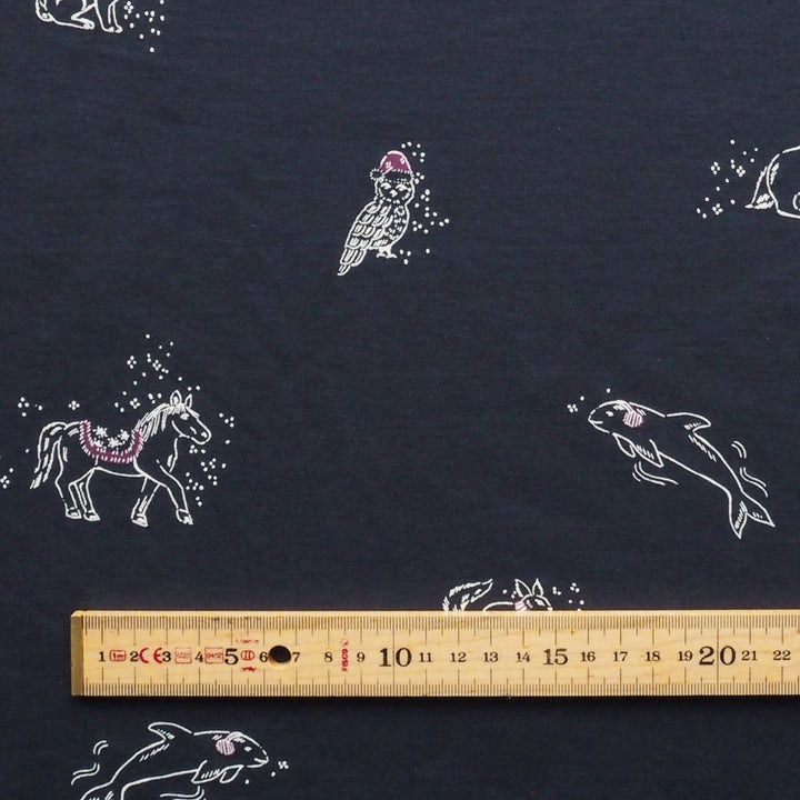 Navy Cosy Adventures Brushed French Terry Fabric – Bamboo and Organic Cotton Blend – Guthrie & Ghani Exclusive