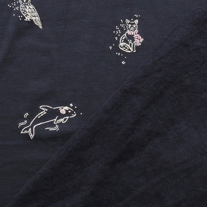 Navy Cosy Adventures Brushed French Terry Fabric – Bamboo and Organic Cotton Blend – Guthrie & Ghani Exclusive