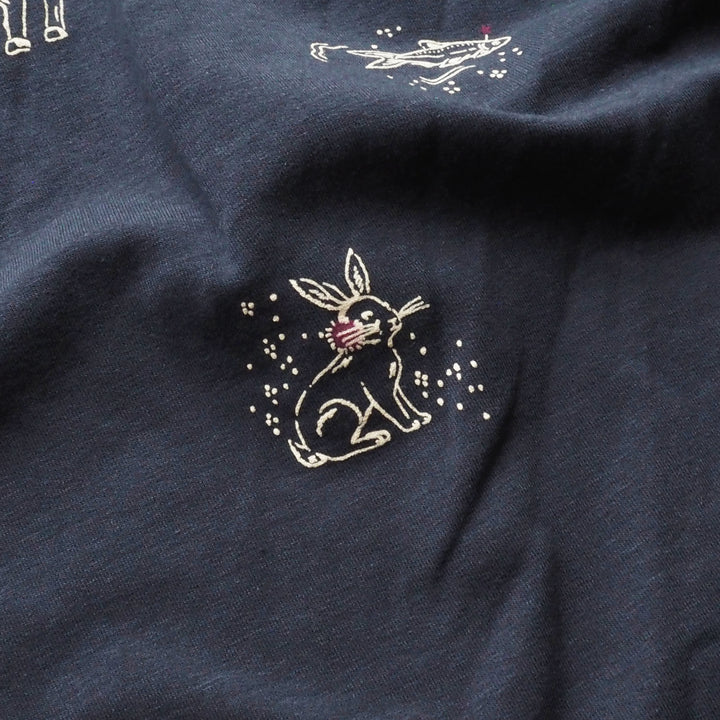 Navy Cosy Adventures Brushed French Terry Fabric – Bamboo and Organic Cotton Blend – Guthrie & Ghani Exclusive