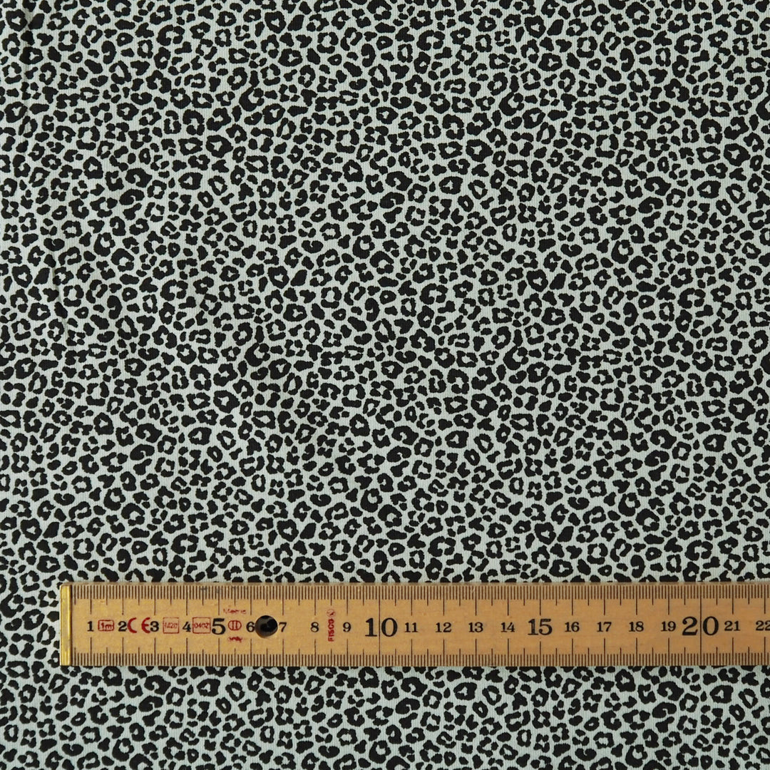 Dusty Mint Micro Leo Cotton Jersey Fabric, Oeko-Tex Certified