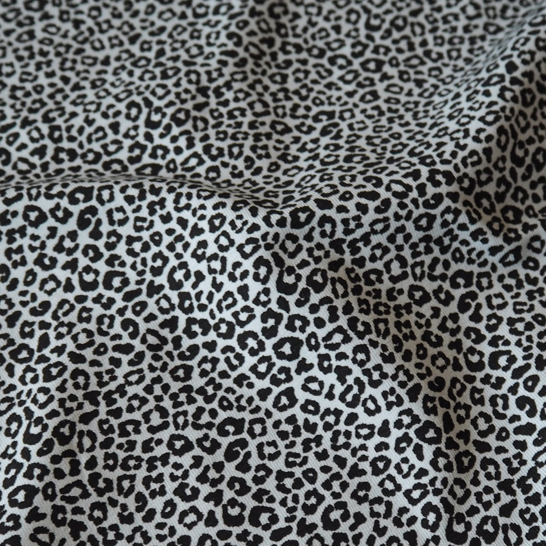 Pale Blue Micro Leo Cotton Jersey Fabric, Oeko-Tex Certified