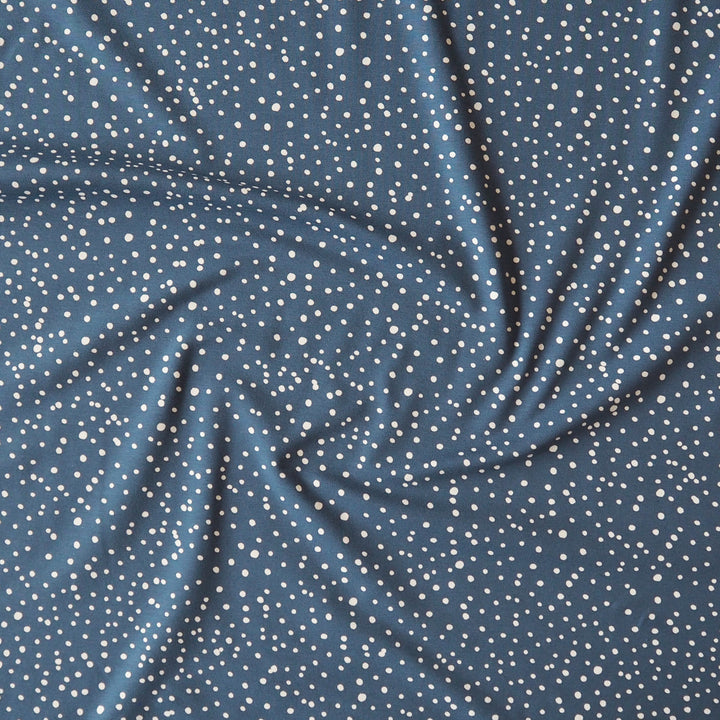 Dusky Blue Polka Cotton Jersey Fabric, Oeko-Tex Certified