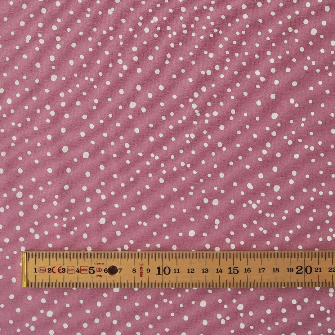 Old Rose Polka Cotton Jersey Fabric, Oeko-Tex Certified