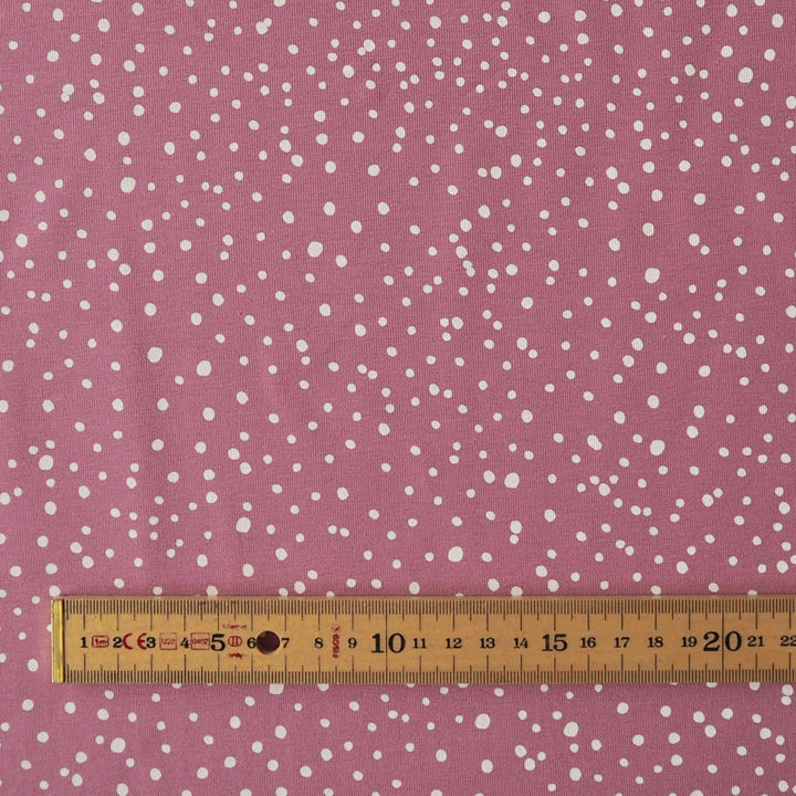 Old Rose Polka Cotton Jersey Fabric, Oeko-Tex Certified