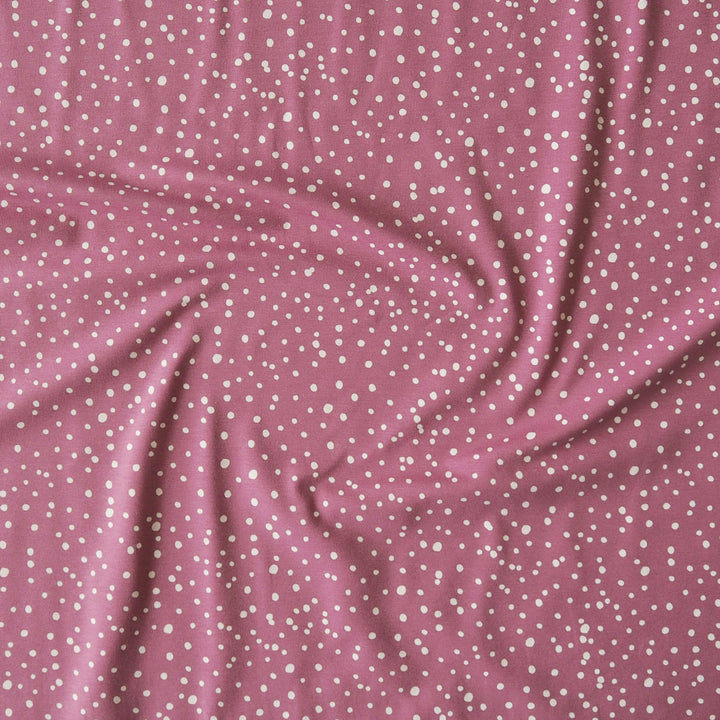 Old Rose Polka Cotton Jersey Fabric, Oeko-Tex Certified