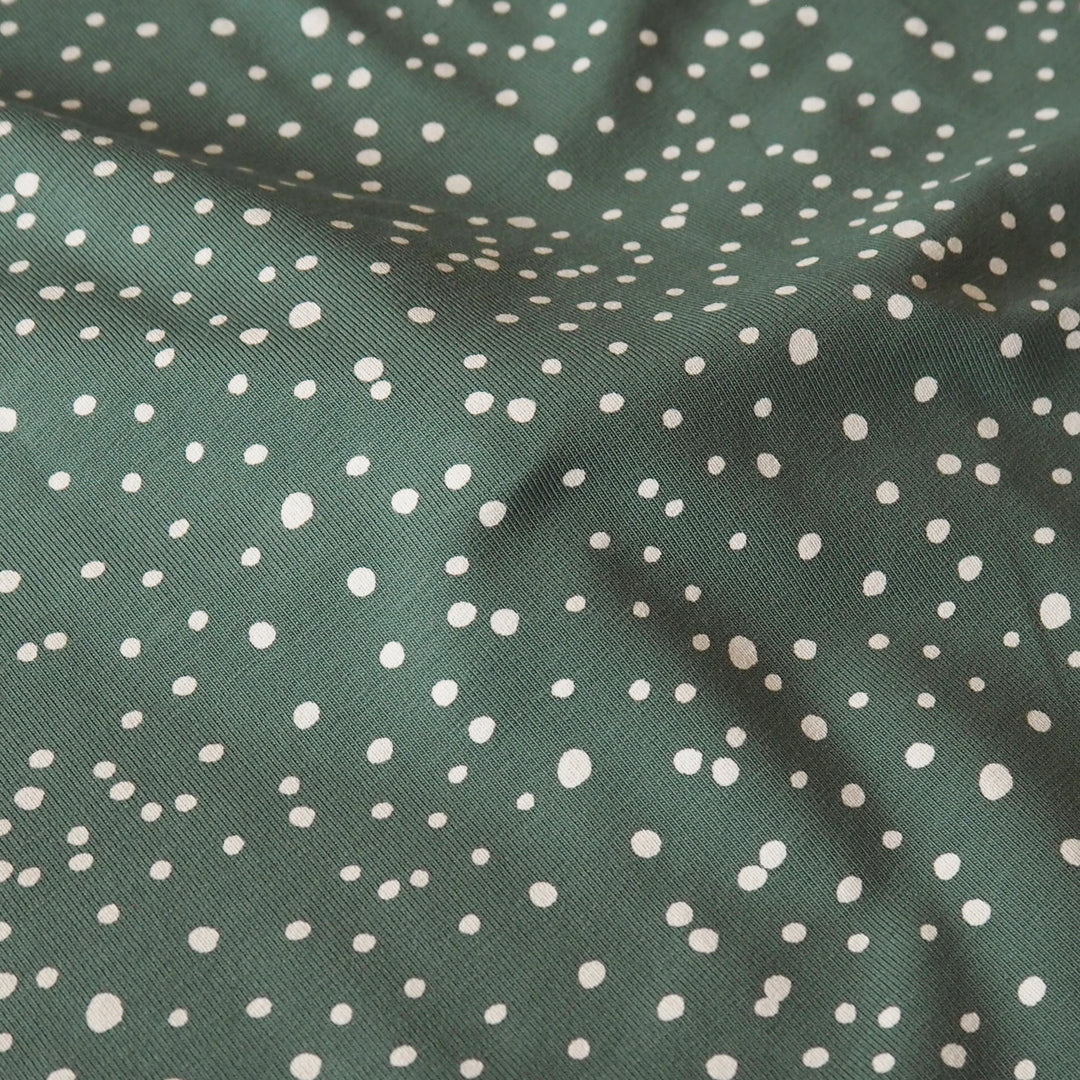 Sagebrush Polka Cotton Jersey Fabric, Oeko-Tex Certified