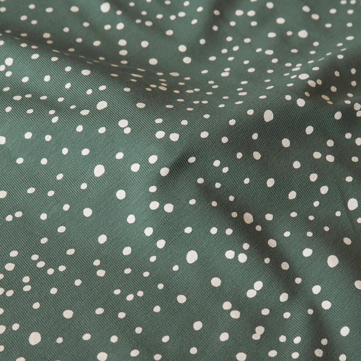 Sagebrush Polka Cotton Jersey Fabric, Oeko-Tex Certified