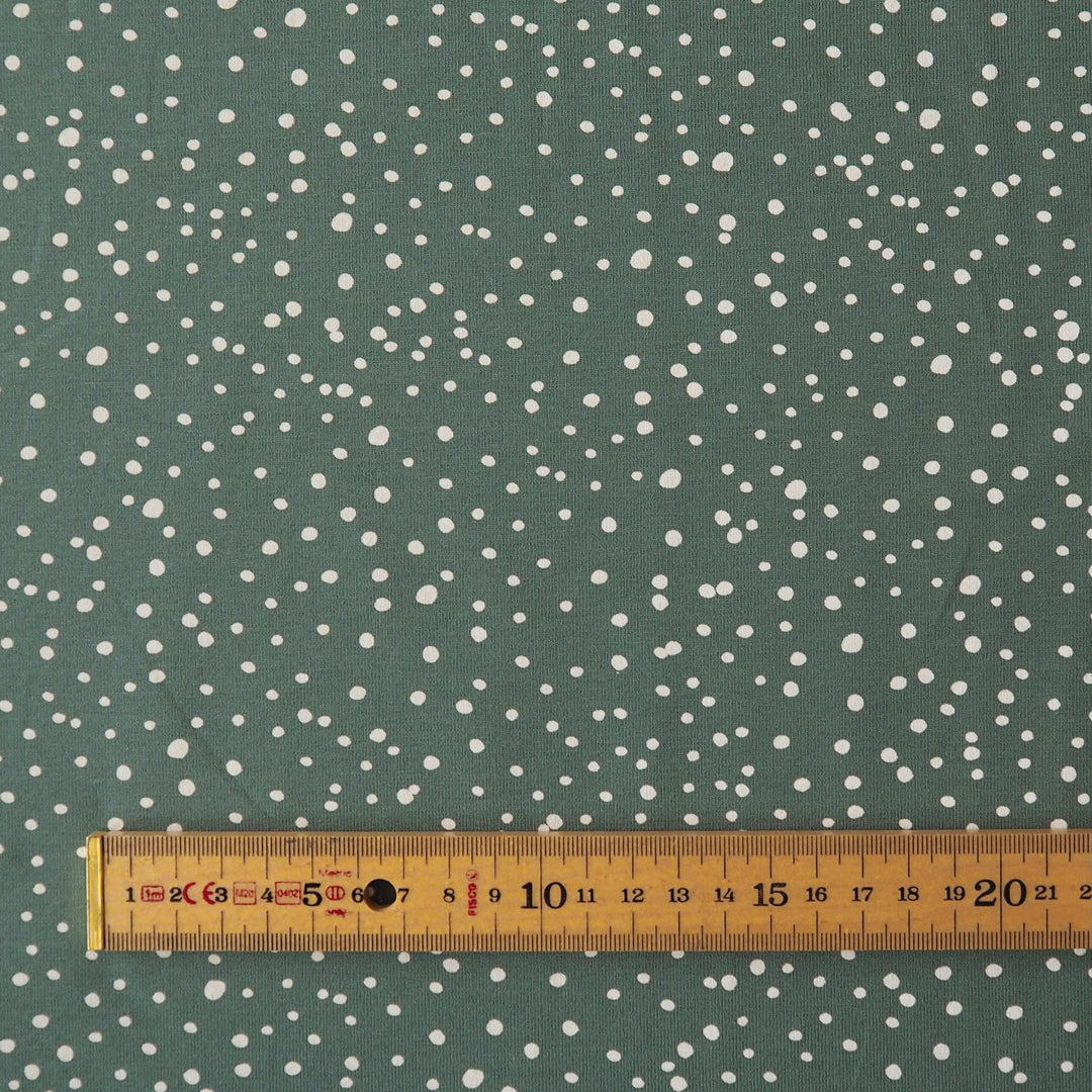 Sagebrush Polka Cotton Jersey Fabric, Oeko-Tex Certified