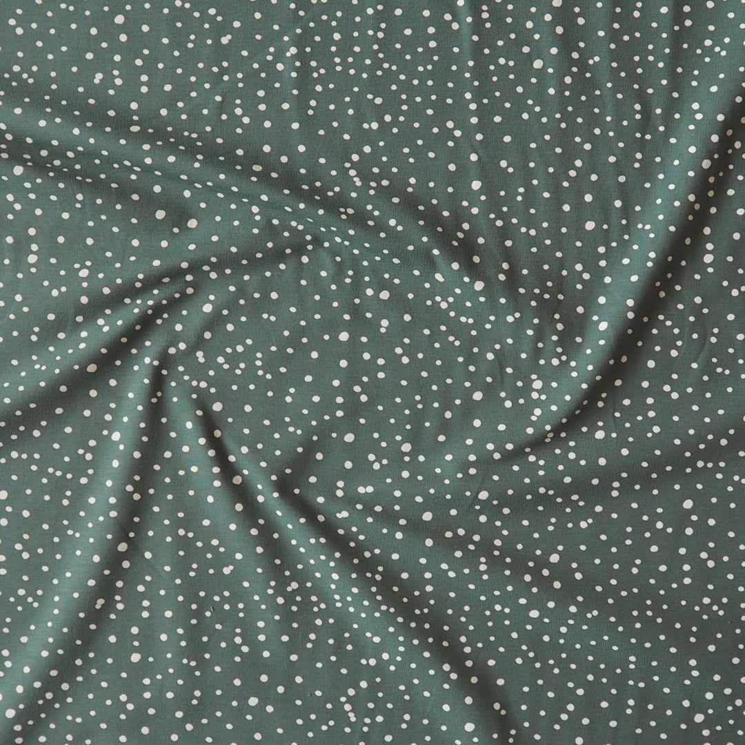 Sagebrush Polka Cotton Jersey Fabric, Oeko-Tex Certified