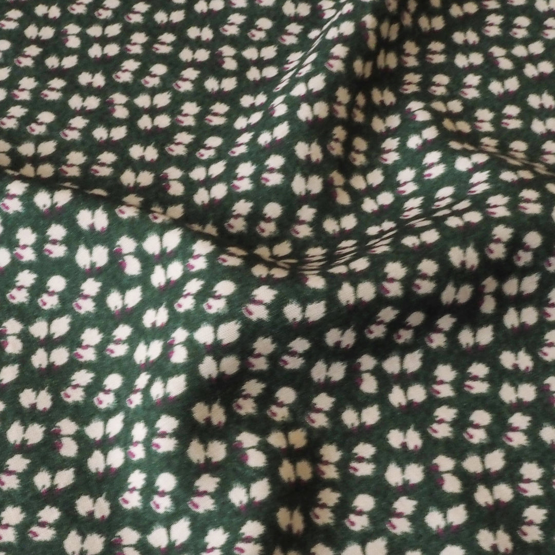 Flower Bud on Forest Viscose Fabric with Floral Print