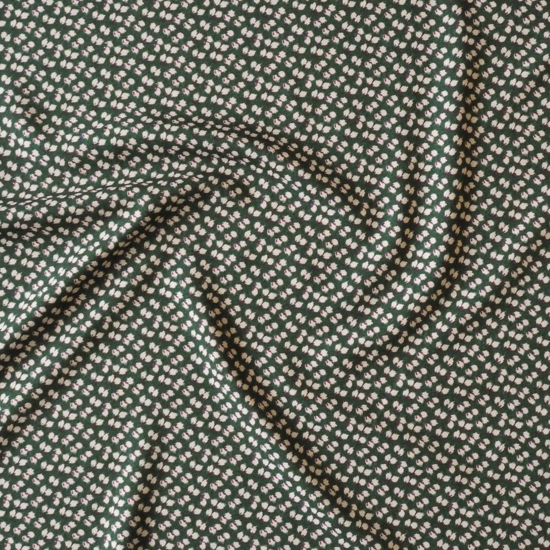 Flower Bud on Forest Viscose Fabric with Floral Print
