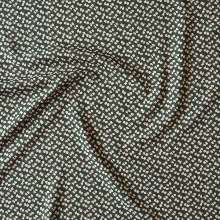 Flower Bud on Forest Viscose Fabric with Floral Print