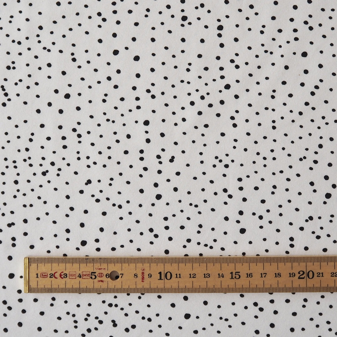 White Polka Cotton Jersey Fabric, Oeko-Tex Certified