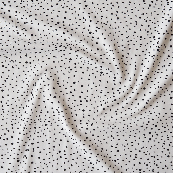 White Polka Cotton Jersey Fabric, Oeko-Tex Certified