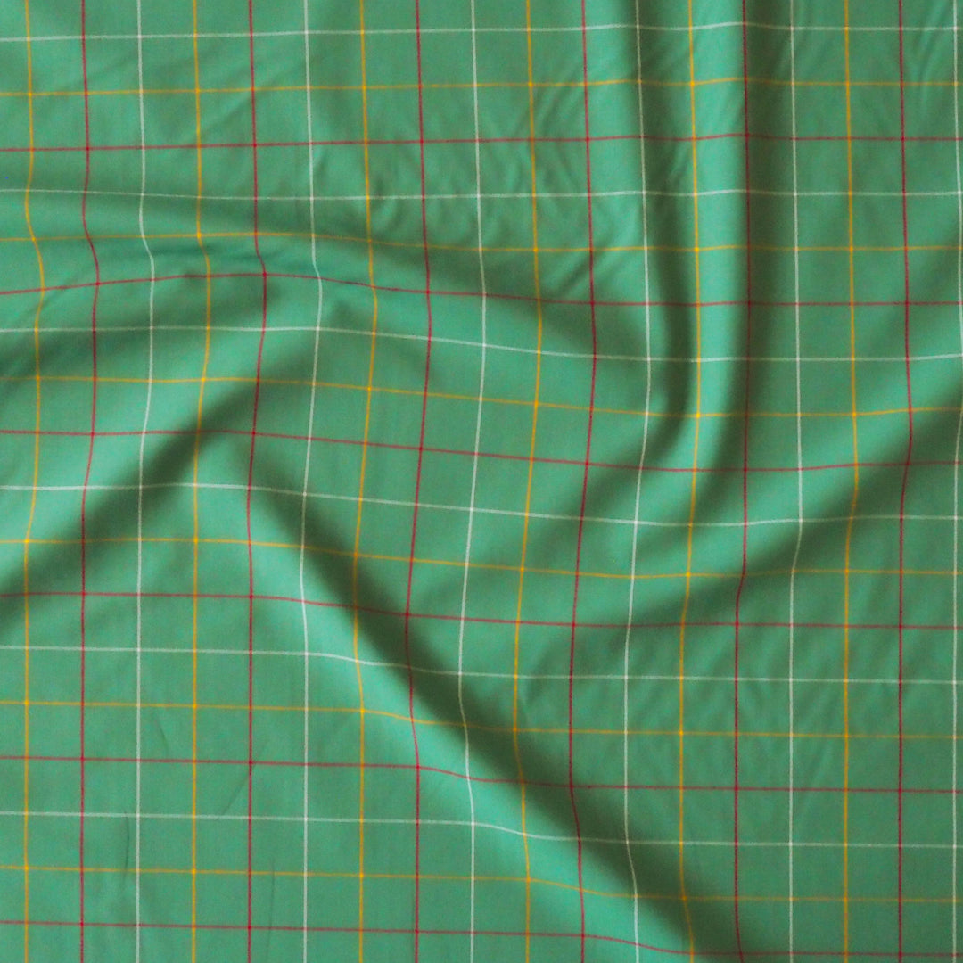 Green country Check Cotton Fabric for Dressmaking