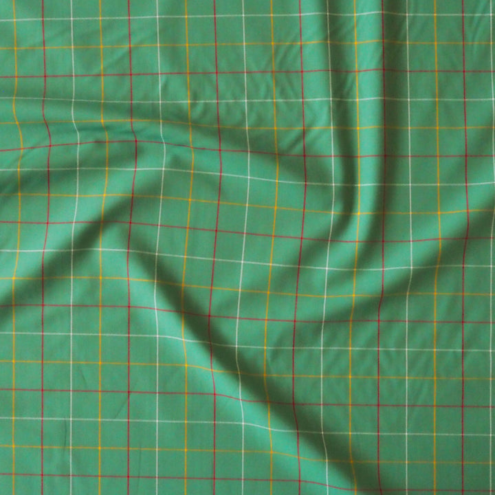 Green country Check Cotton Fabric for Dressmaking