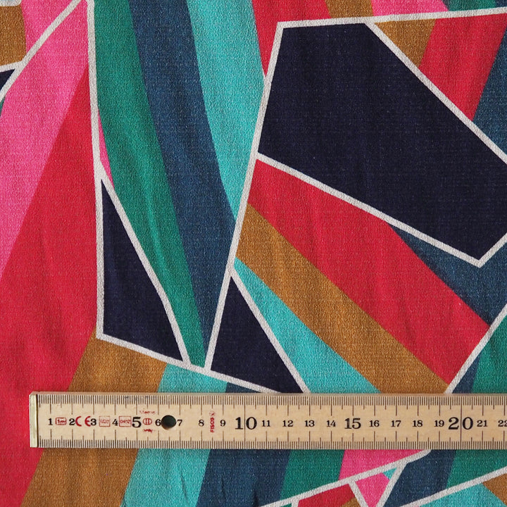 Fabric Godmother Bowie Multi Viscose Crepe Fabric – colourful abstract viscose crepe for dressmaking