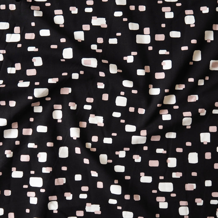 Geo Blocks viscose ponte roma jersey fabric with modern geometric design