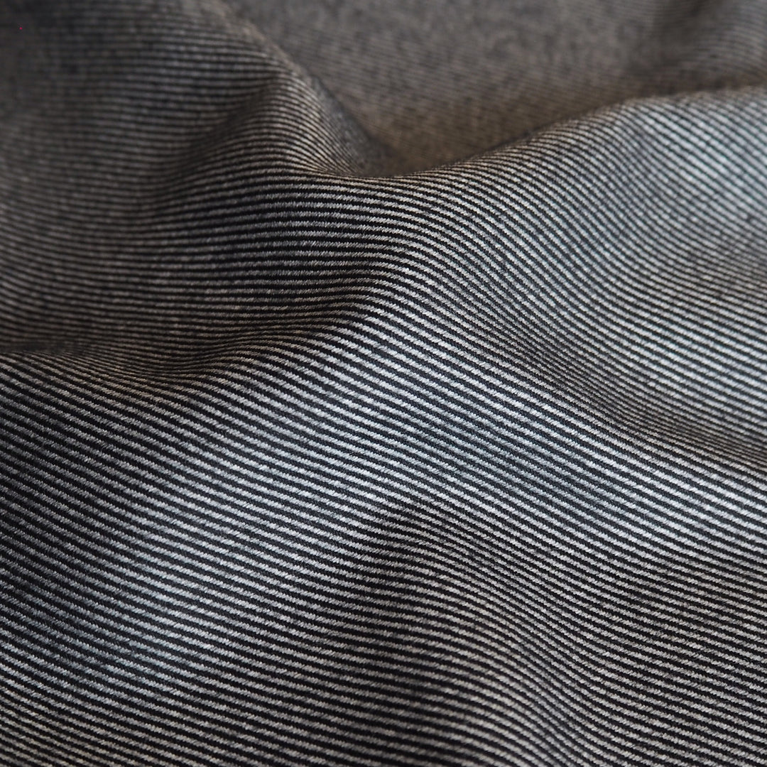 Grey stripe bamboo blended twill fabric with soft drape