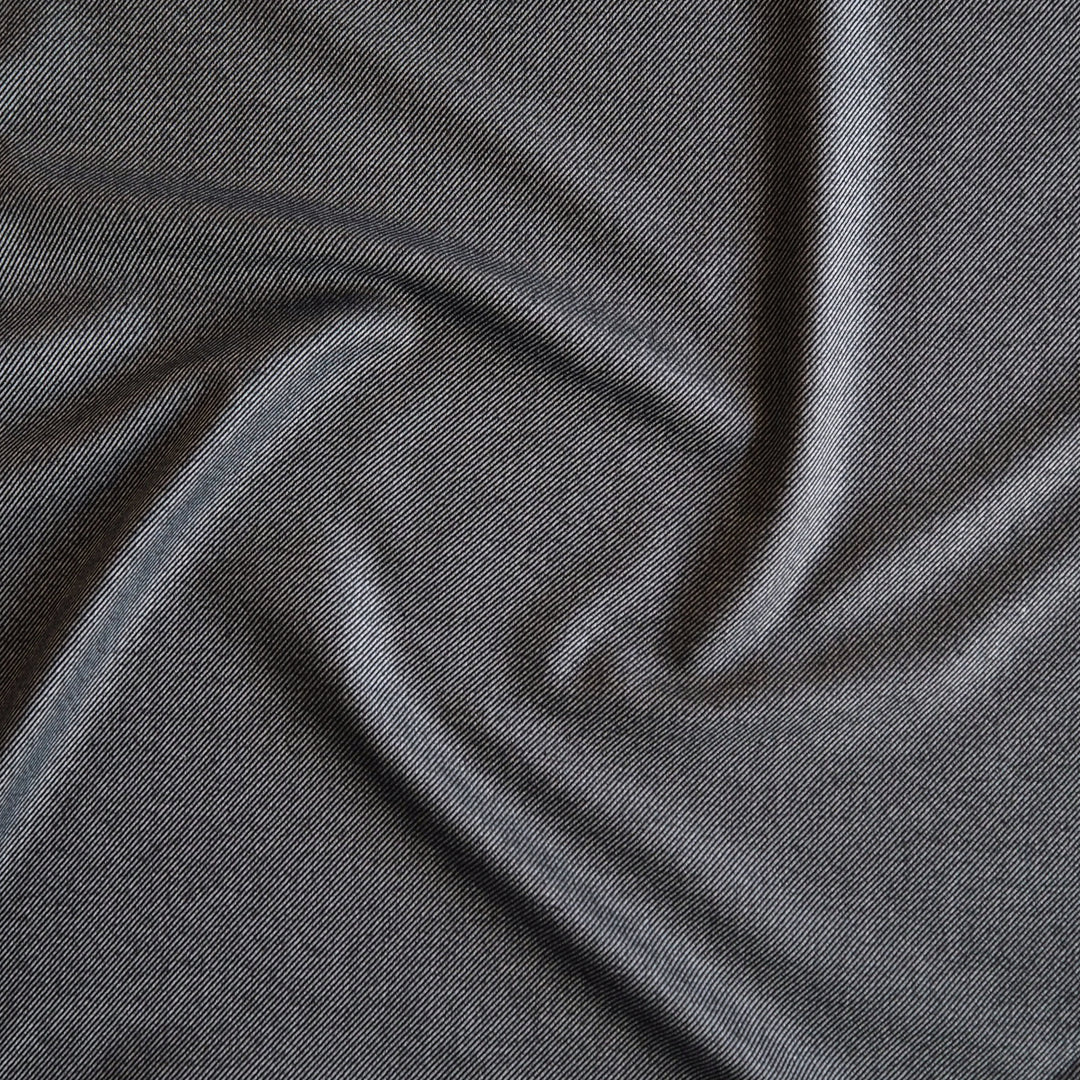 Grey stripe bamboo blended twill fabric with soft drape