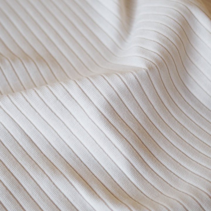 Ivory Ribbed Cotton Jersey Fabric for dressmaking