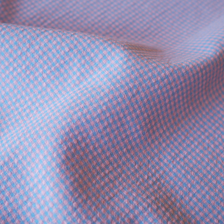 Lilac Micro Gingham Seersucker dressmaking Fabric