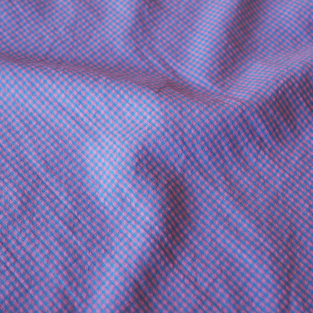 Bluebell Micro Gingham Seersucker dressmaking Fabric